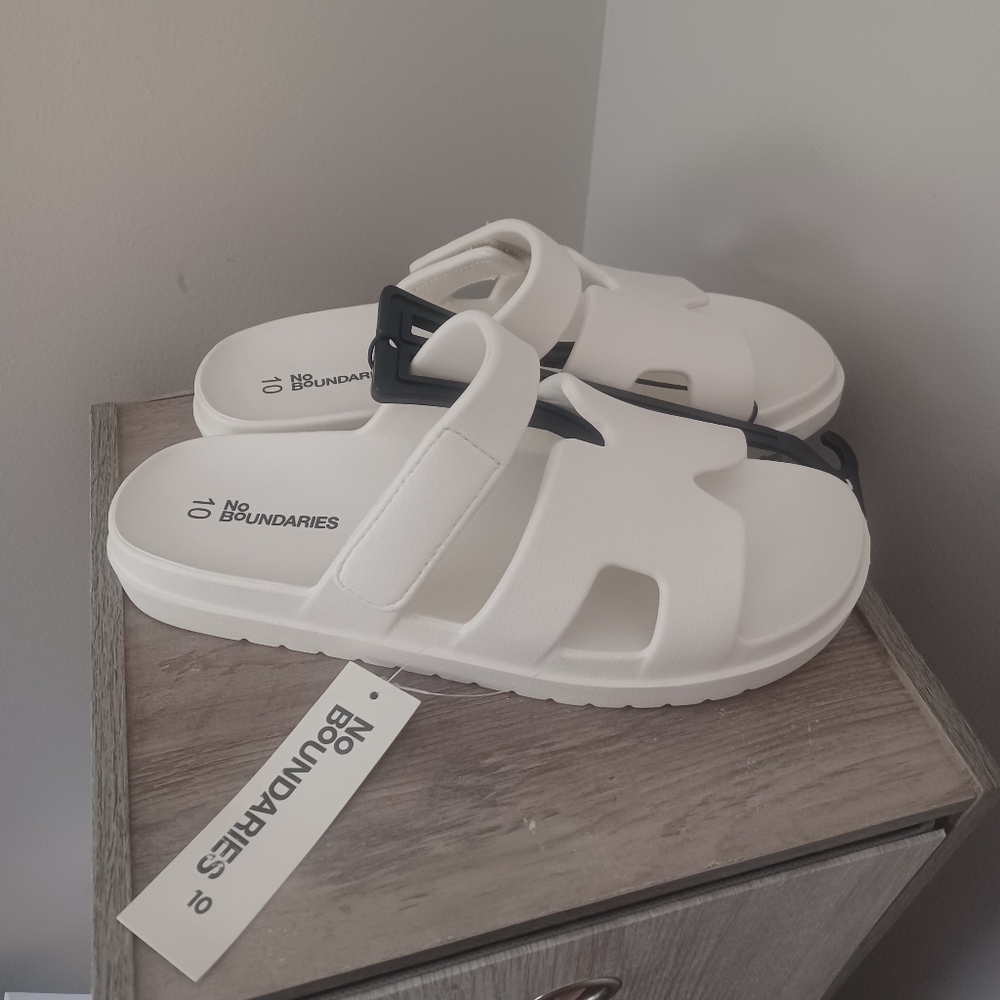 Nobo Cream Geo Slide Slip On Sandals Sz 10